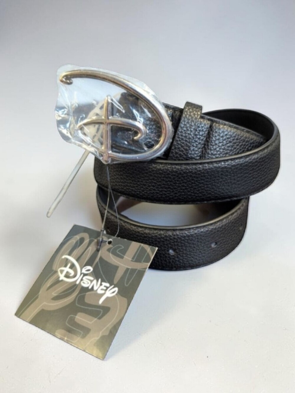 DISNEY 2024 Black Belt Size M Polished Metal Logo Buckle NWT